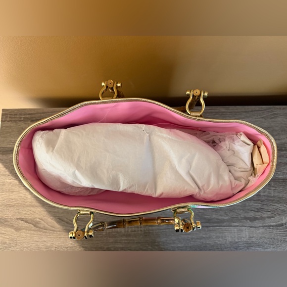 NWT Lilly Pulitzer Greydon Canvas Tote Pink Blossom Suite Views - Picture 3 of 5